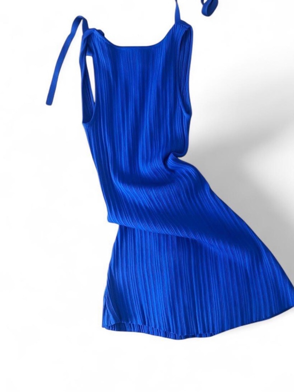 Blue Knitted Backless Dress